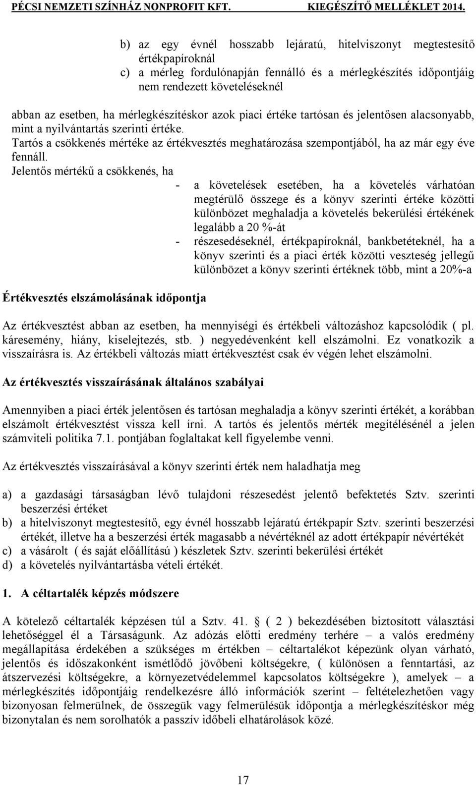 Tartós a csökkenés mértéke az értékvesztés meghatározása szempontjából, ha az már egy éve fennáll.