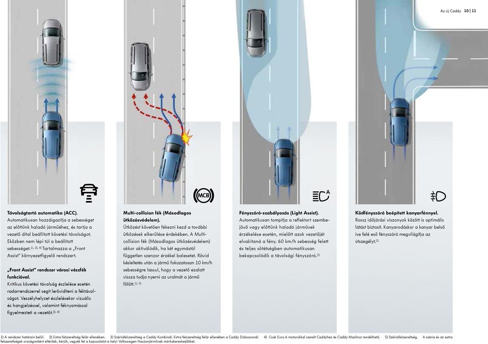 Veszélyhelyzet észlelésekor vizuális Multi-collision fék (Másodlagos ütközésvédelem). ő ütközések elkerülése érdekében.