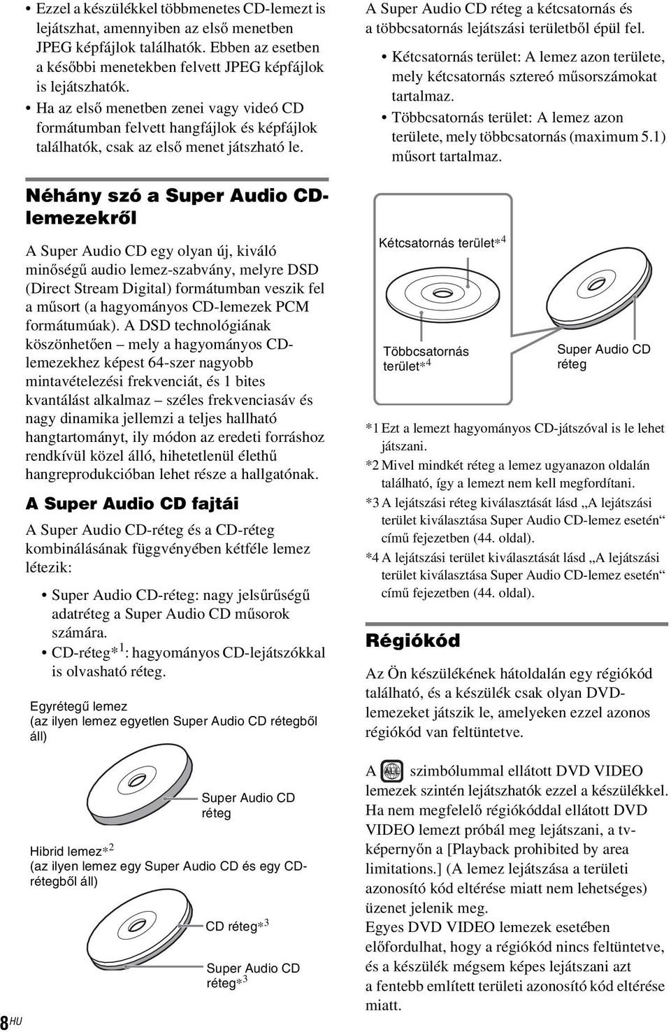 Néhány szó a Super Audio CDlemezekről A Super Audio CD egy olyan új, kiváló minőségű audio lemez-szabvány, melyre DSD (Direct Stream Digital) formátumban veszik fel aműsort (a hagyományos CD-lemezek