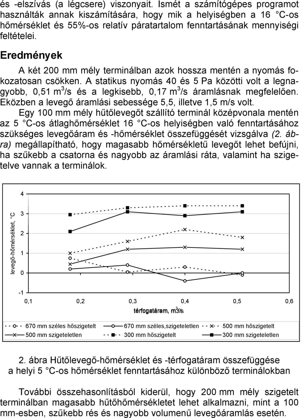 Eredmények A két mm mély terminálban azok hossza mentén a nyomás fokozatosan csökken.