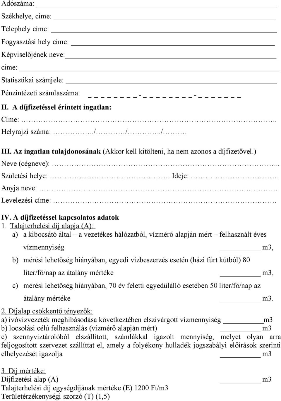 A díjfizetéssel kapcsolatos adatok 1.