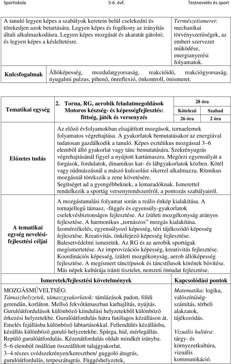 Kulcsfogalmak Állóképesség, mozdulatgyorsaság, reakcióidő, reakciógyorsaság, nyugalmi pulzus, pihenő, önreflexió, önkontroll, önismeret.