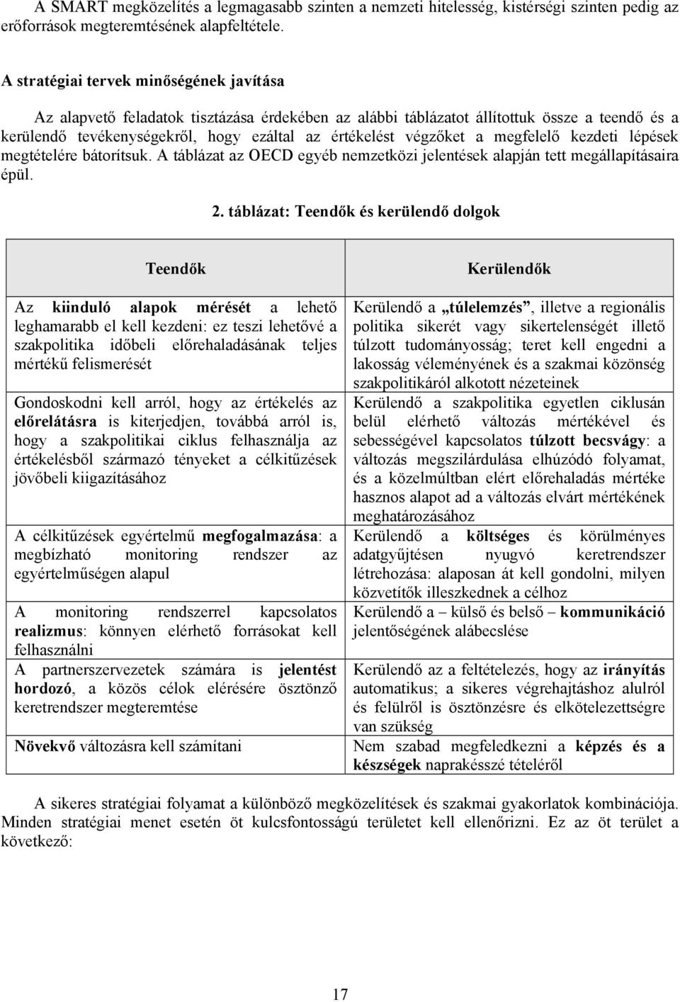 a megfelelő kezdeti lépések megtételére bátorítsuk. A táblázat az OECD egyéb nemzetközi jelentések alapján tett megállapításaira épül. 2.