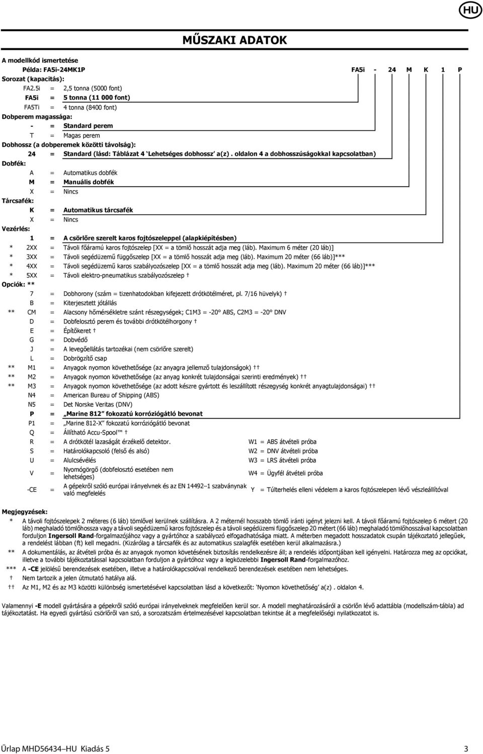 Vezérlés: 24 = Standard (lásd: Táblázat 4 Lehetséges dobhossz a(z).