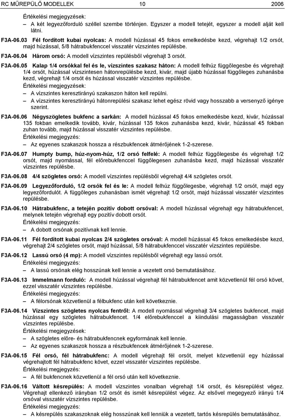 04 Három orsó: A modell vízszintes repülésből végrehajt 3 orsót. F3A-06.