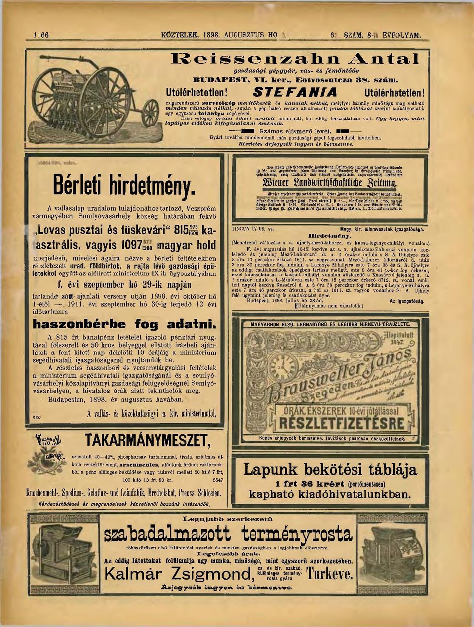 csigarendszerü sorvetőgép meritőkerék és kanalak nélkül, melylyel bármily minőségű mag vethető minden változás nélkül, csupán a gép hátsó részén alkalmazott pontos táblázat szerint szabályoztatik egy