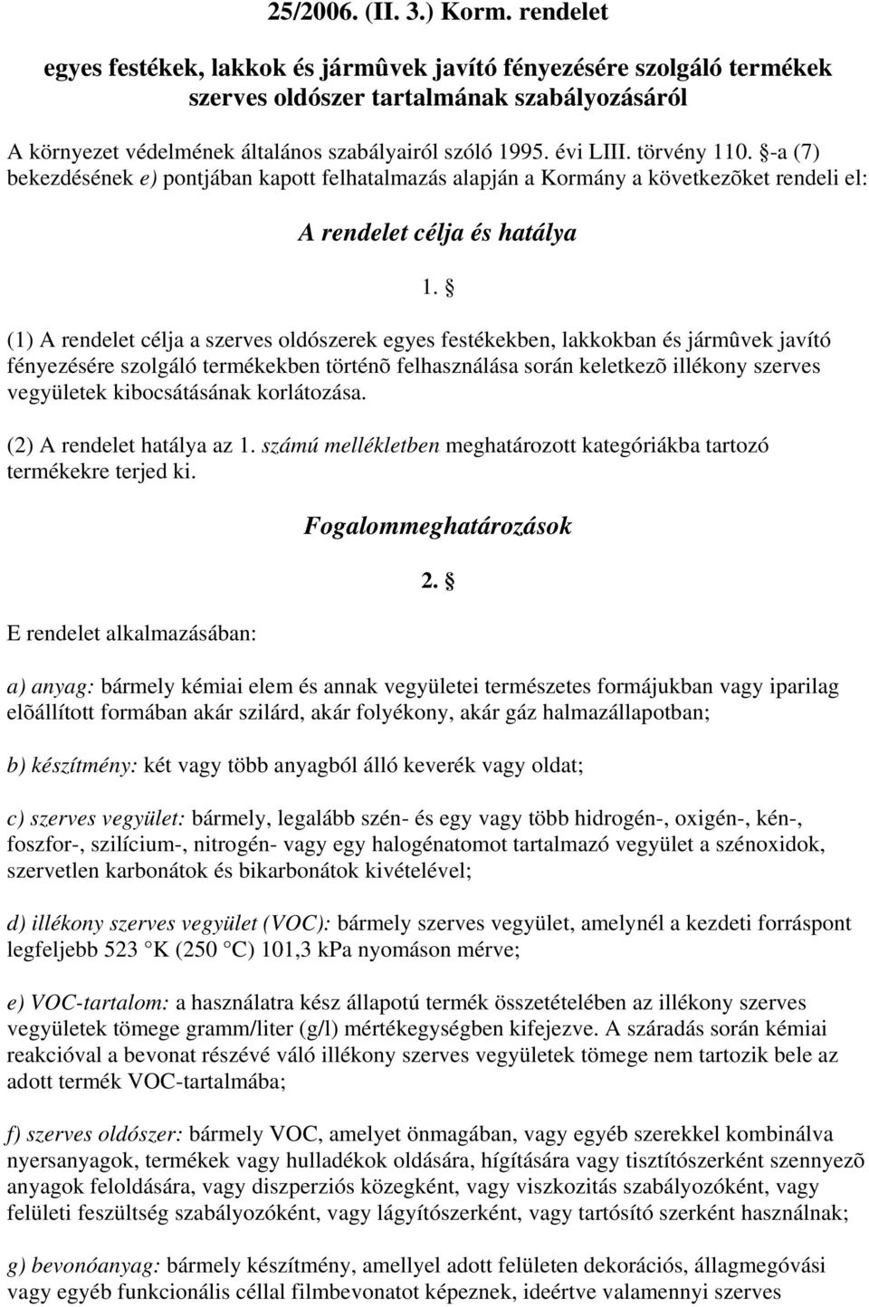 törvény 110.