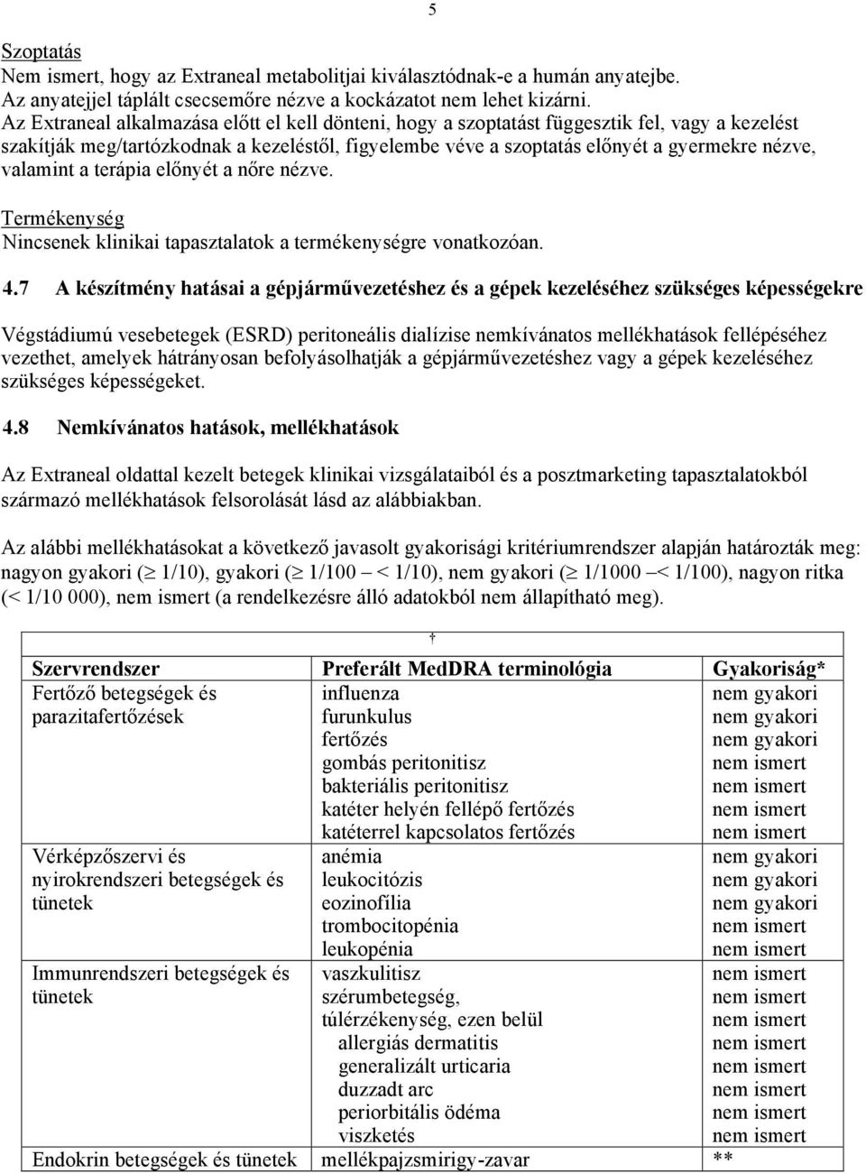 valamint a terápia előnyét a nőre nézve. Termékenység Nincsenek klinikai tapasztalatok a termékenységre vonatkozóan. 5 4.