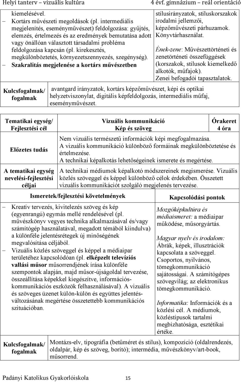 kirekesztés, megkülönböztetés, környezetszennyezés, szegénység). Szakralitás megjelenése a kortárs művészetben stílusirányzatok, stíluskorszakok irodalmi jellemzői, képzőművészeti párhuzamok.