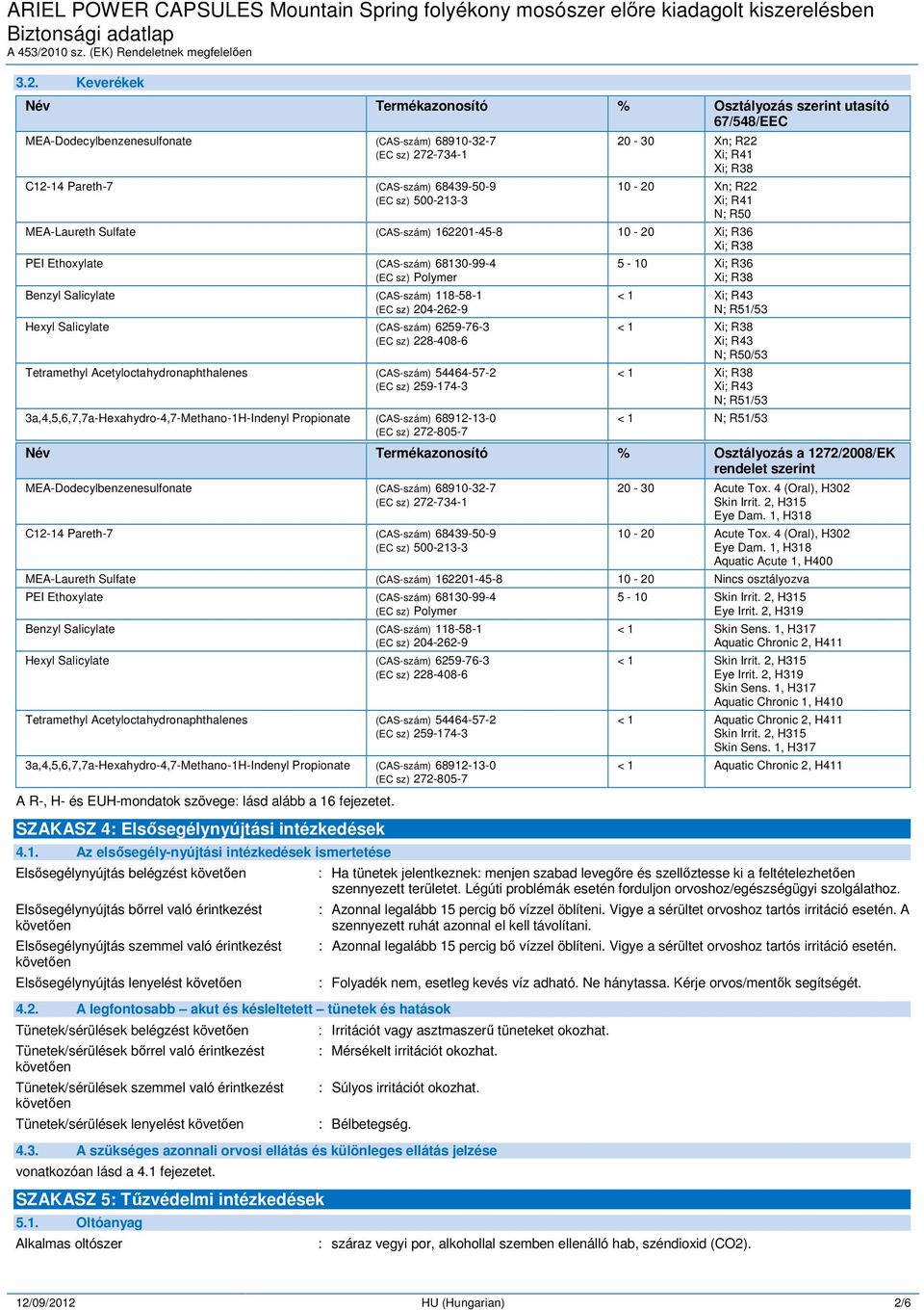 (EC sz) 204-262-9 Hexyl Salicylate (CAS-szám) 6259-76-3 (EC sz) 228-408-6 Tetramethyl Acetyloctahydronaphthalenes (CAS-szám) 54464-57-2 (EC sz) 259-174-3