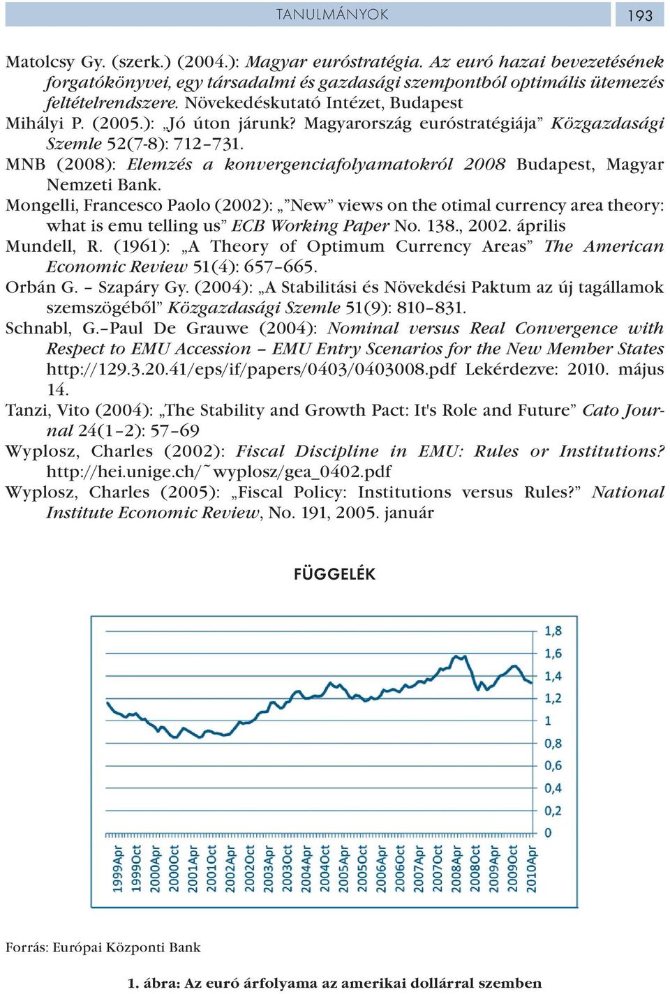 MNB (2008): Elemzés a konvergenciafolyamatokról 2008 Budapest, Magyar Nemzeti Bank.