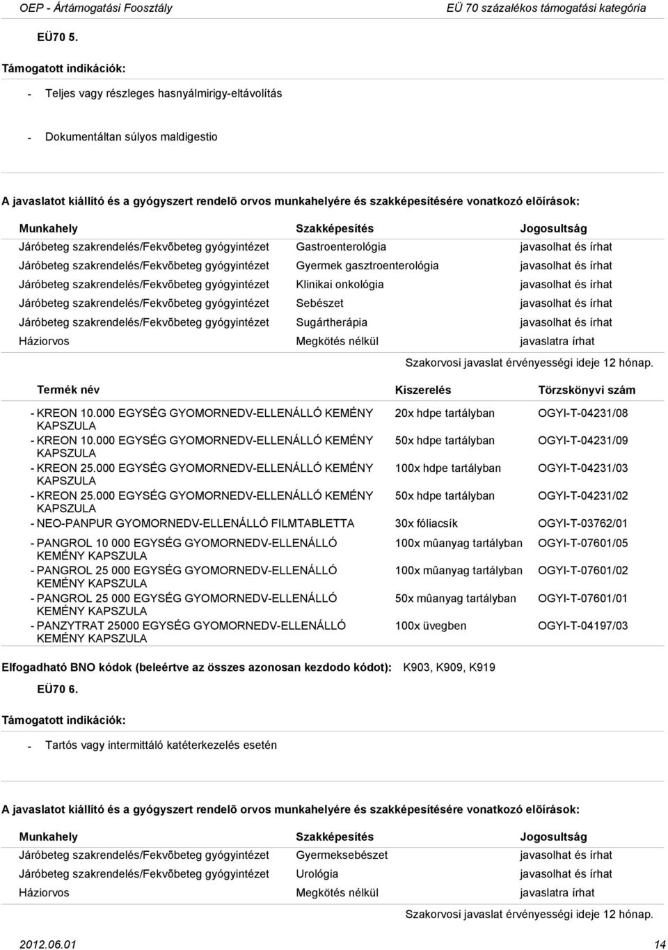 gyógyintézet Gyermek gasztroenterológia javasolhat és írhat Járóbeteg szakrendelés/fekvõbeteg gyógyintézet Klinikai onkológia javasolhat és írhat Járóbeteg szakrendelés/fekvõbeteg gyógyintézet