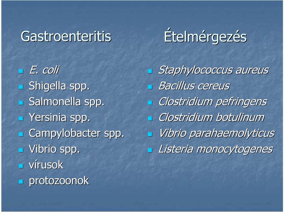 vírusok protozoonokonok Staphylococcus aureus Bacillus cereus