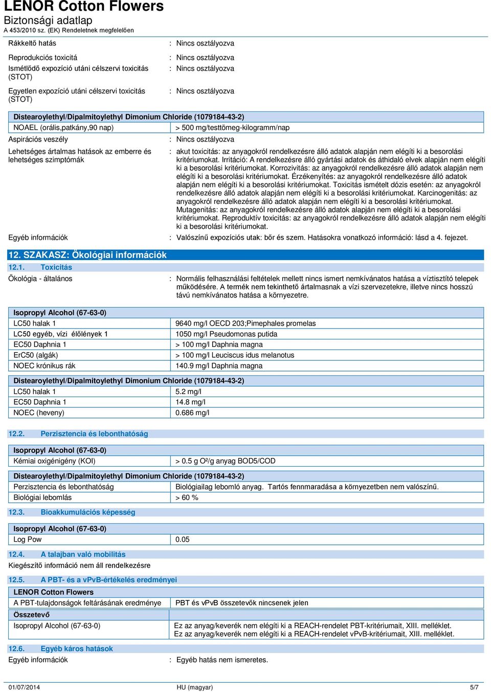 . SZAKASZ: Ökológiai információk 12