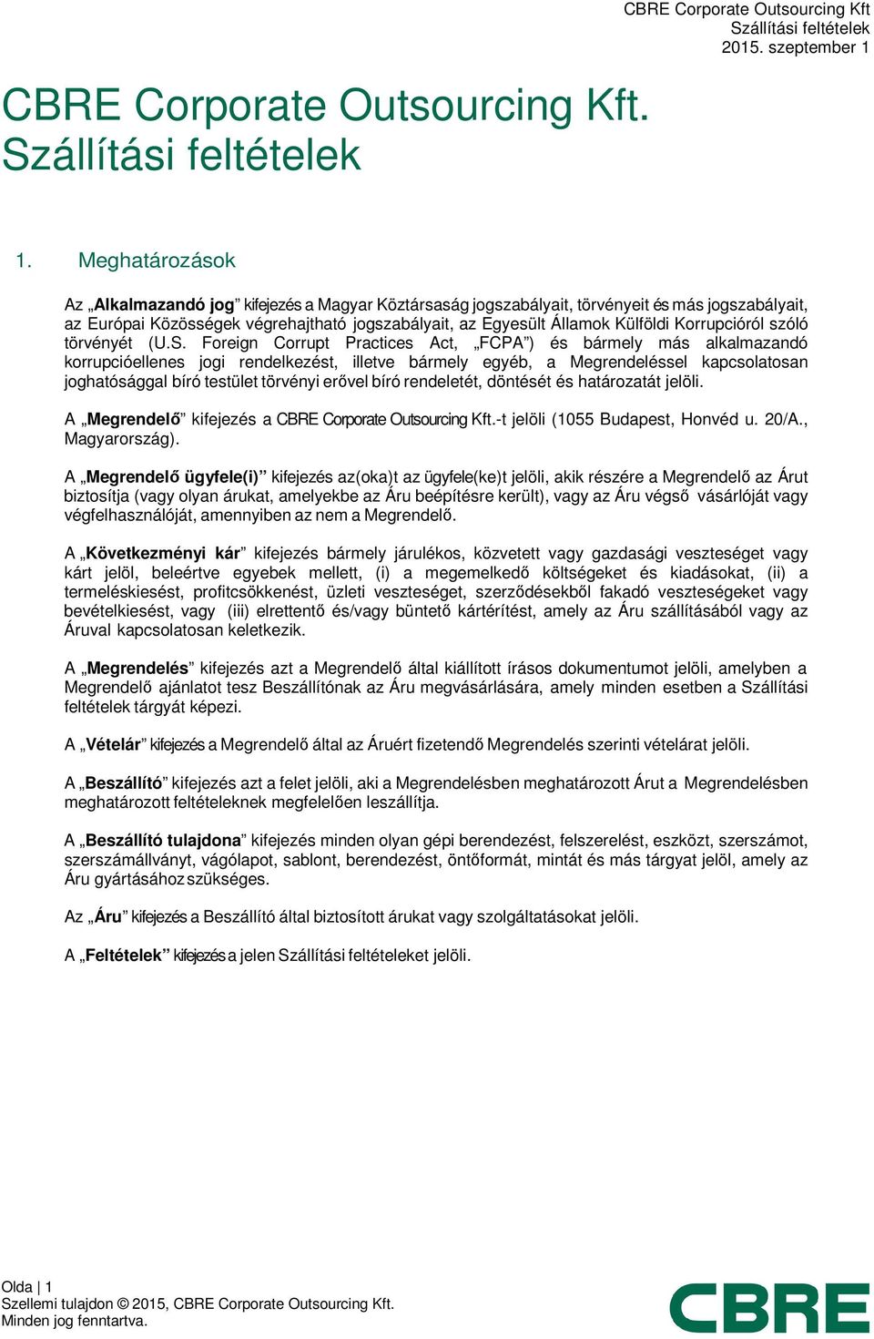 Korrupcióról szóló törvényét (U.S.