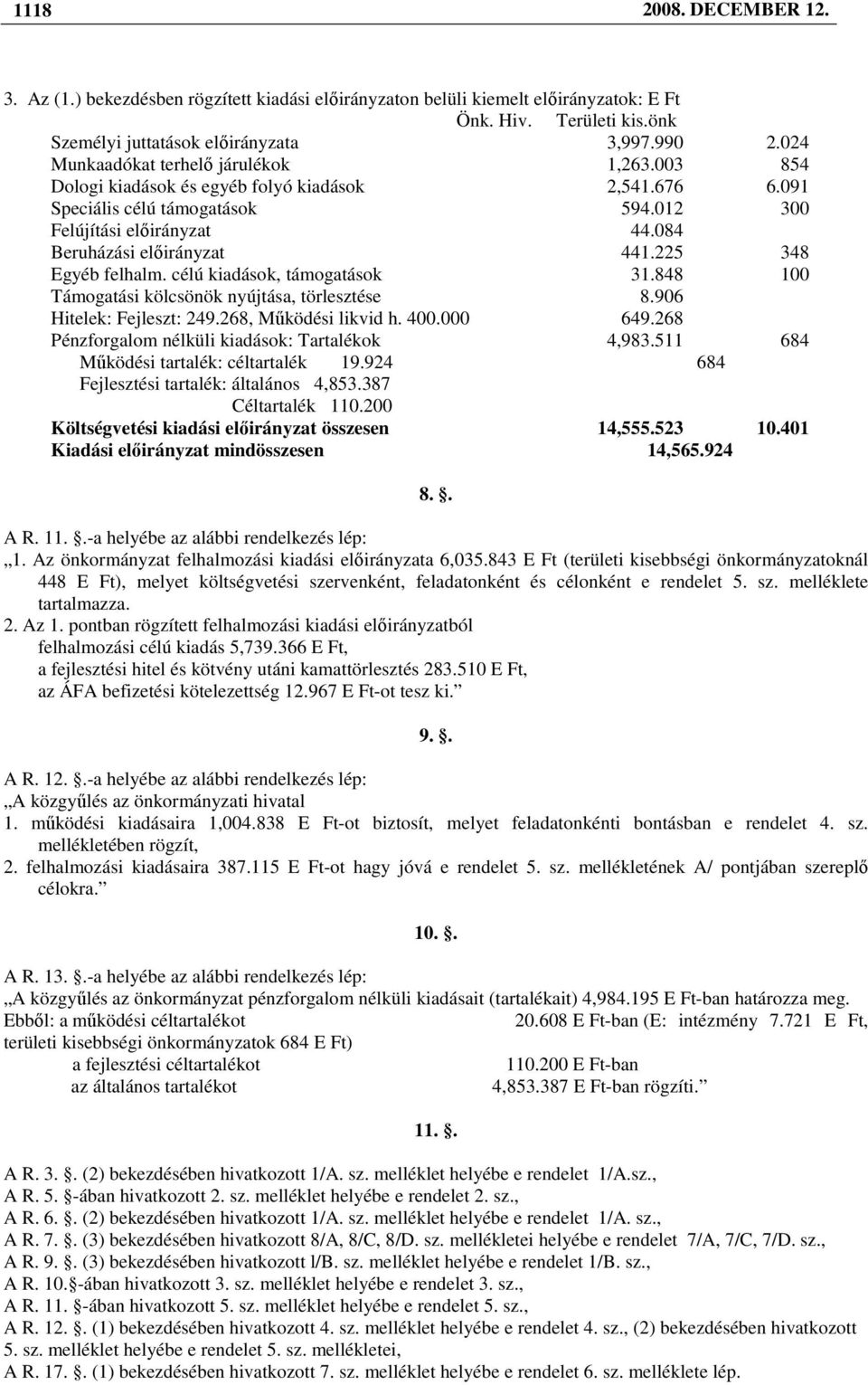 225 348 Egyéb felhalm. célú kiadások, támogatások 31.848 100 Támogatási kölcsönök nyújtása, törlesztése 8.906 Hitelek: Fejleszt: 249.268, Mőködési likvid h. 400.000 649.