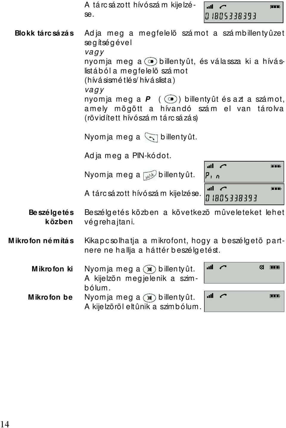 ásismétlés/hív áslista) vag y nyomja meg a P ( ) billentyût és azt a számot, amely mögött a hív andó szám el van tárolva (rövidített hív ószám tárcsázás) Adja meg a