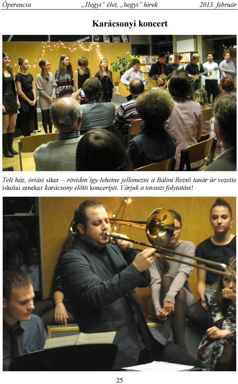 tanár úr vezette iskolai zenekar karácsony