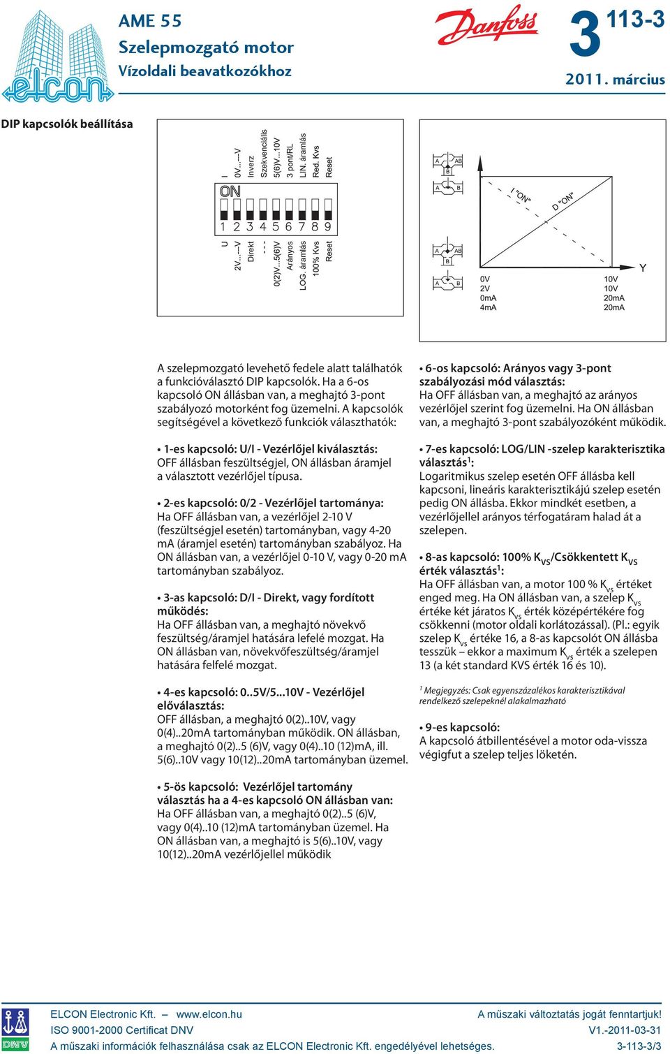 Ha Ha a 6-os a 6-os szabályozási mód mód választás: kapcsoló ON ON állásban van, van, a a meghajtó -pont -pont Ha Ha OFF OFF állásban van, van, a a meghajtó az az arányos szabályozó motorként fog fog