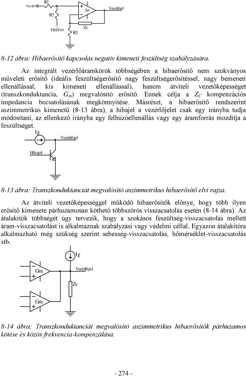 ávieli vezeõképessége (ranszkondukancia, G m ) megvalósíó erõsíõ. Ennek célja a Z C kompenzációs impedancia becsaolásának megkönnyíése.