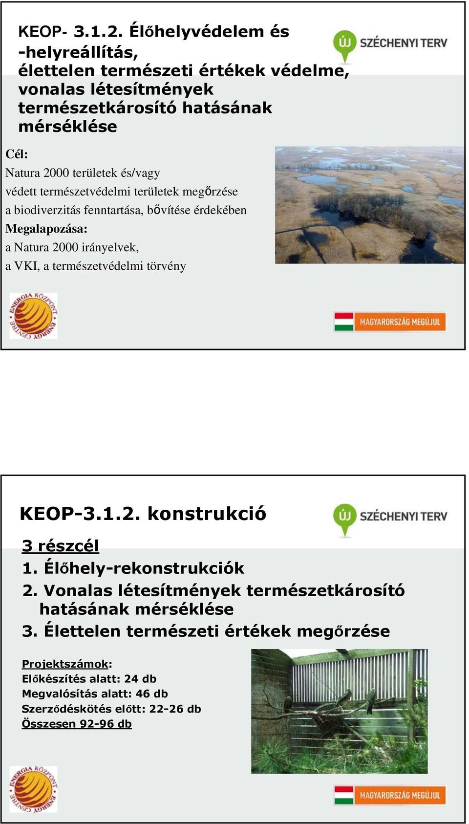 területek és/vagy védett természetvédelmi területek megőrzése a biodiverzitás fenntartása, bővítése érdekében Megalapozása: a Natura 2000 irányelvek, a VKI,