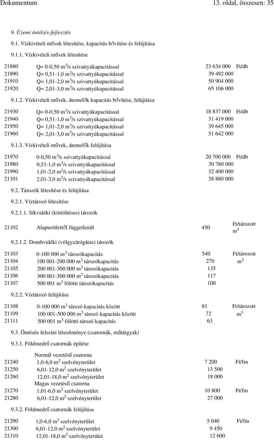 szivattyúkapacitással 65 106 000 9.1.2.