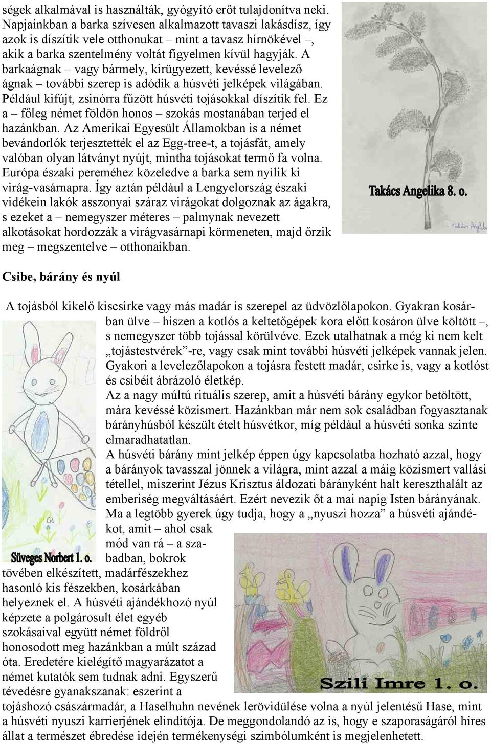 A barkaágnak vagy bármely, kirügyezett, kevéssé levelező ágnak további szerep is adódik a húsvéti jelképek világában. Például kifújt, zsinórra fűzött húsvéti tojásokkal díszítik fel.