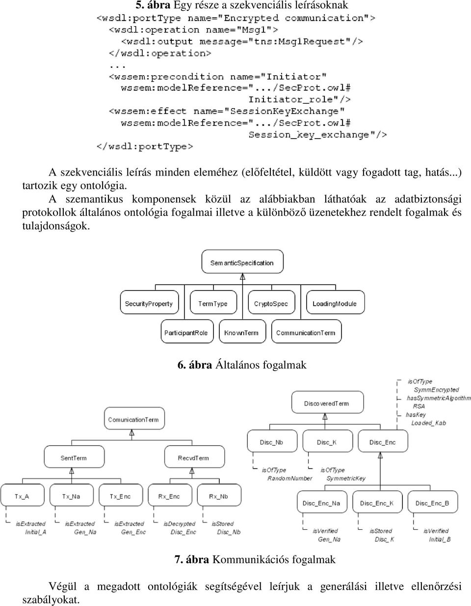 A szemantikus komponensek közül az alábbiakban láthatóak az adatbiztonsági protokollok általános ontológia fogalmai illetve