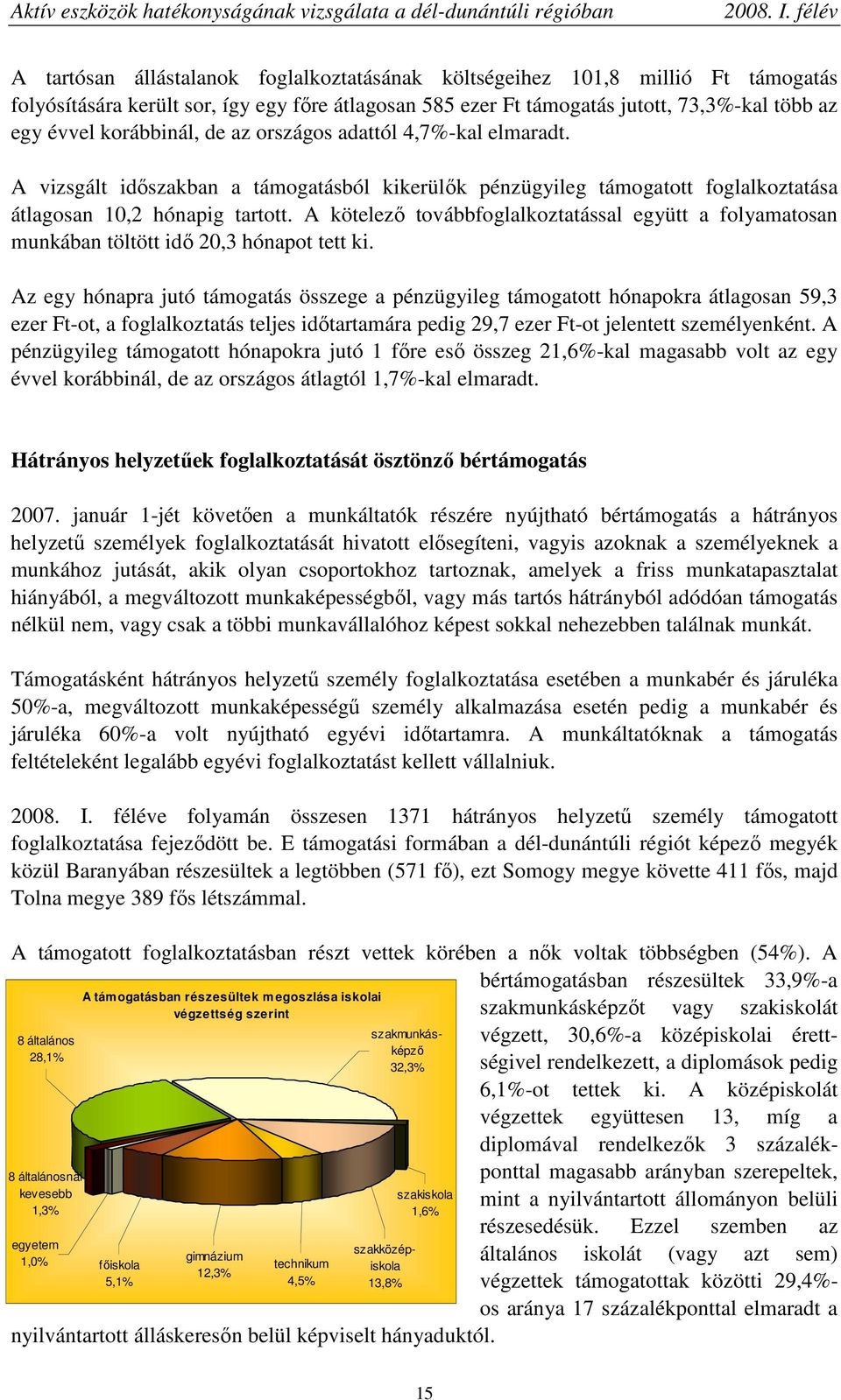 A kötelezı továbbfoglalkoztatással együtt a folyamatosan munkában töltött idı 20,3 hónapot tett ki.