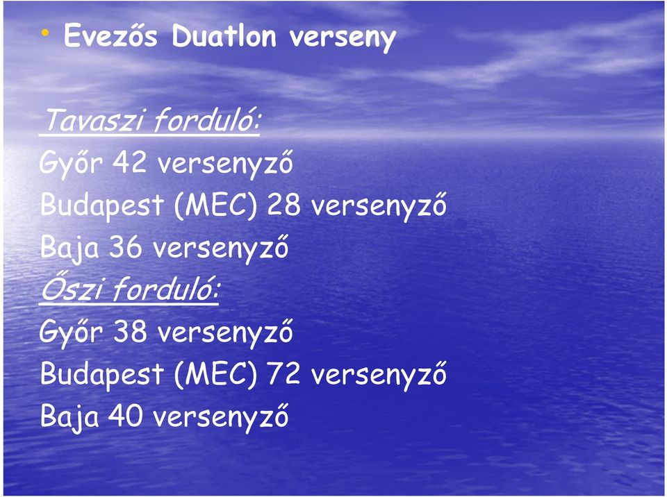 36 versenyző Őszi forduló: Győr 38 versenyző