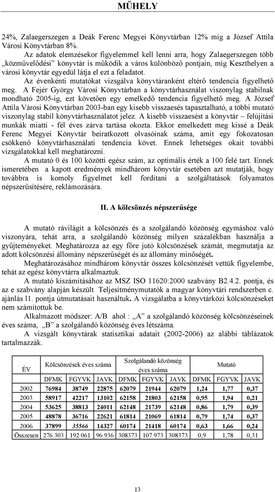 feladatot. Az évenkénti mutatókat vizsgálva könyvtáranként eltérő tendencia figyelhető meg.