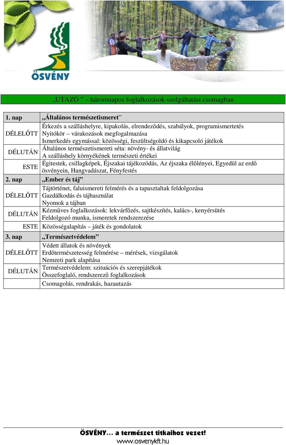 2. nap Ember és táj Tájtörténet, faluismereti felmérés és a tapasztaltak feldolgozása Gazdálkodás és tájhasználat Nyomok a tájban Kézműves foglalkozások: lekvárfőzés,