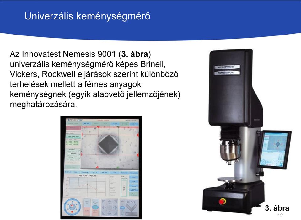 Rockwell eljárások szerint különböző terhelések mellett a fémes