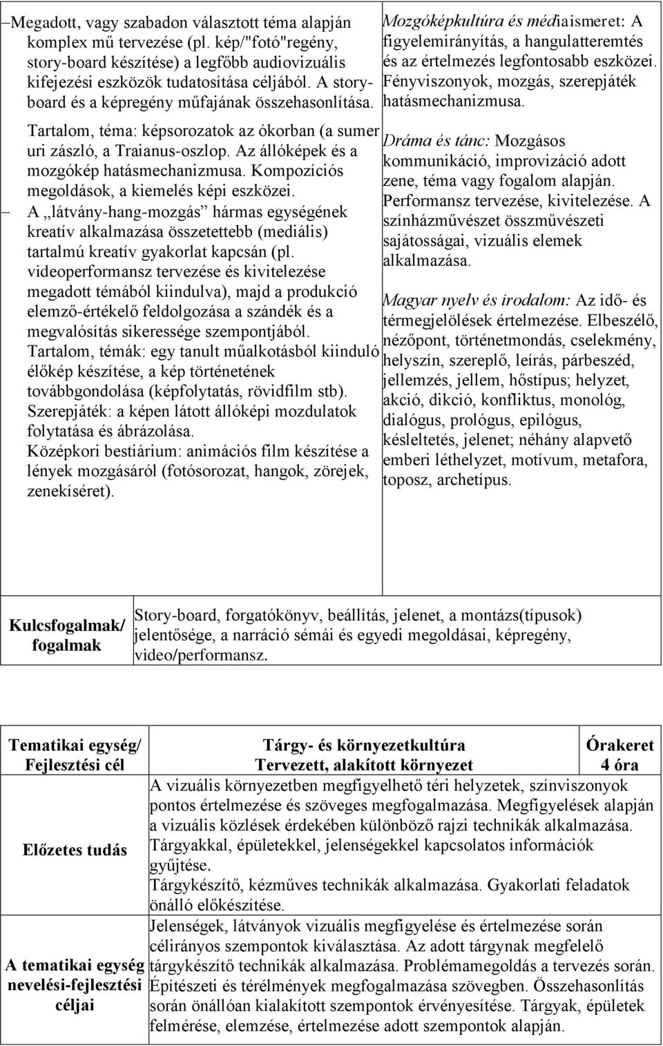 Kompozíciós megoldások, a kiemelés képi eszközei. A látvány-hang-mozgás hármas egységének kreatív alkalmazása összetettebb (mediális) tartalmú kreatív gyakorlat kapcsán (pl.