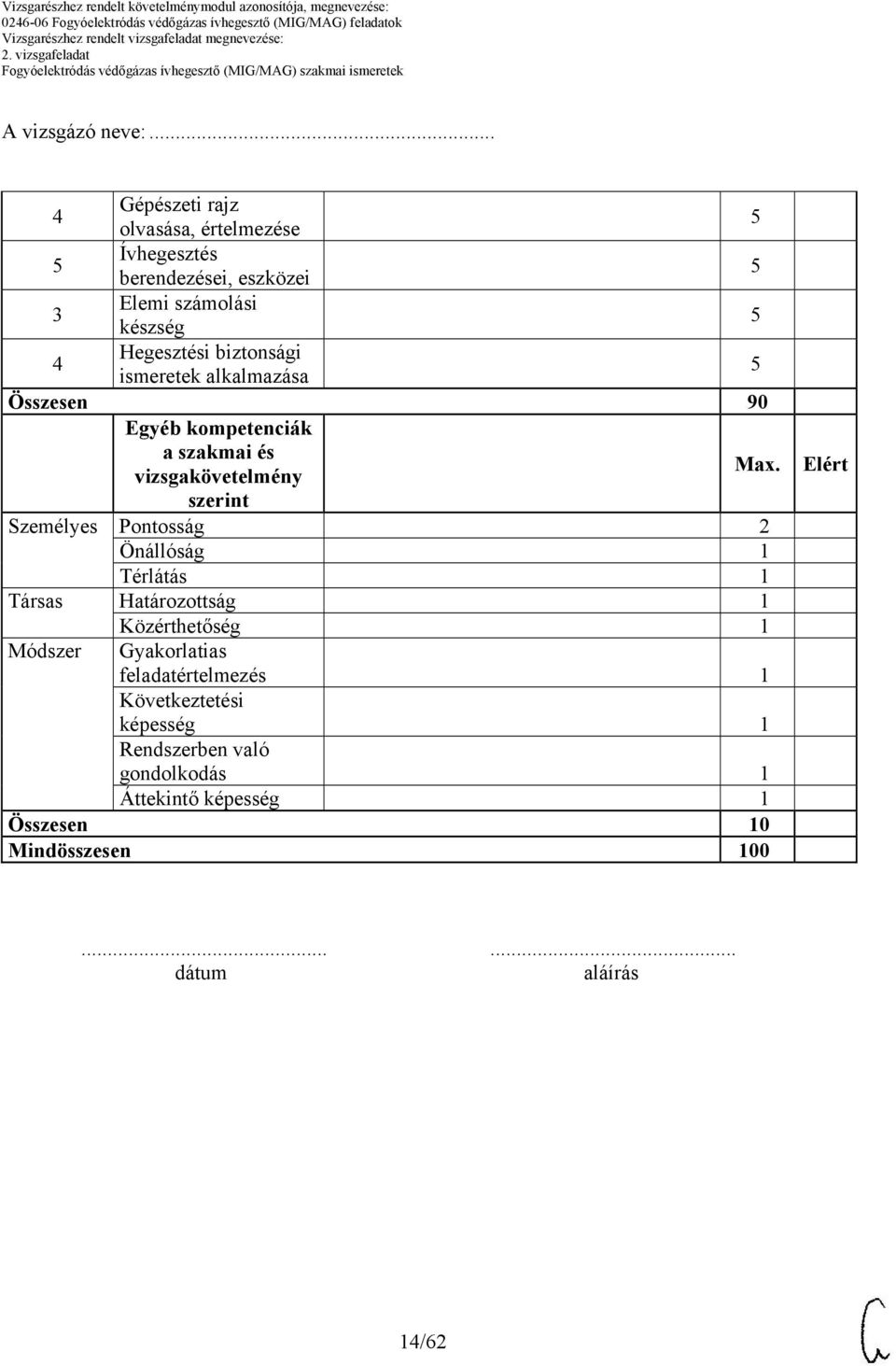 .. Gépészeti rajz olvasása, Ívhegesztés berendezései, eszközei 3 Elemi számolási készség Hegesztési biztonsági ismeretek alkalmazása