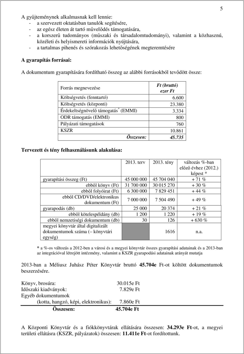 összeg az alábbi forrásokból tevődött össze: Forrás megnevezése Ft (bruttó) ezer Ft Költségvetés (fenntartó) 6.600 Költségvetés (központi) 23.380 Érdekeltségnövelő támogatás * (EMMI) 3.