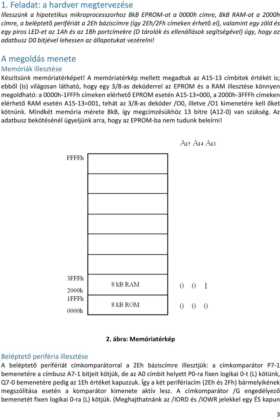 A megoldás menete Memóriák illesztése Készítsünk memóriatérképet!