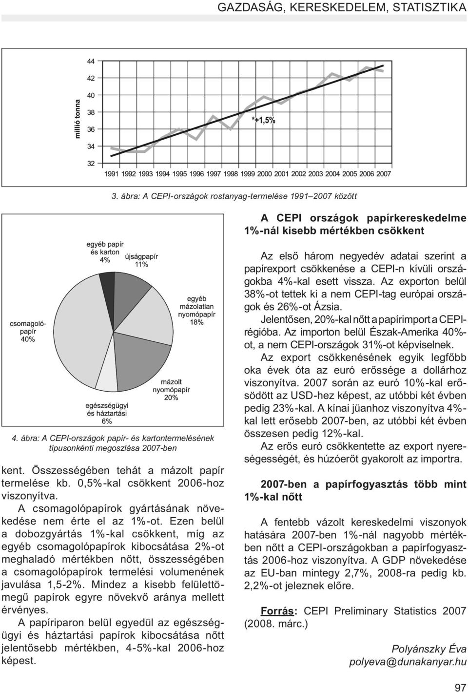 A csomagolópapírok gyártásának növekedése nem érte el az 1%-ot.
