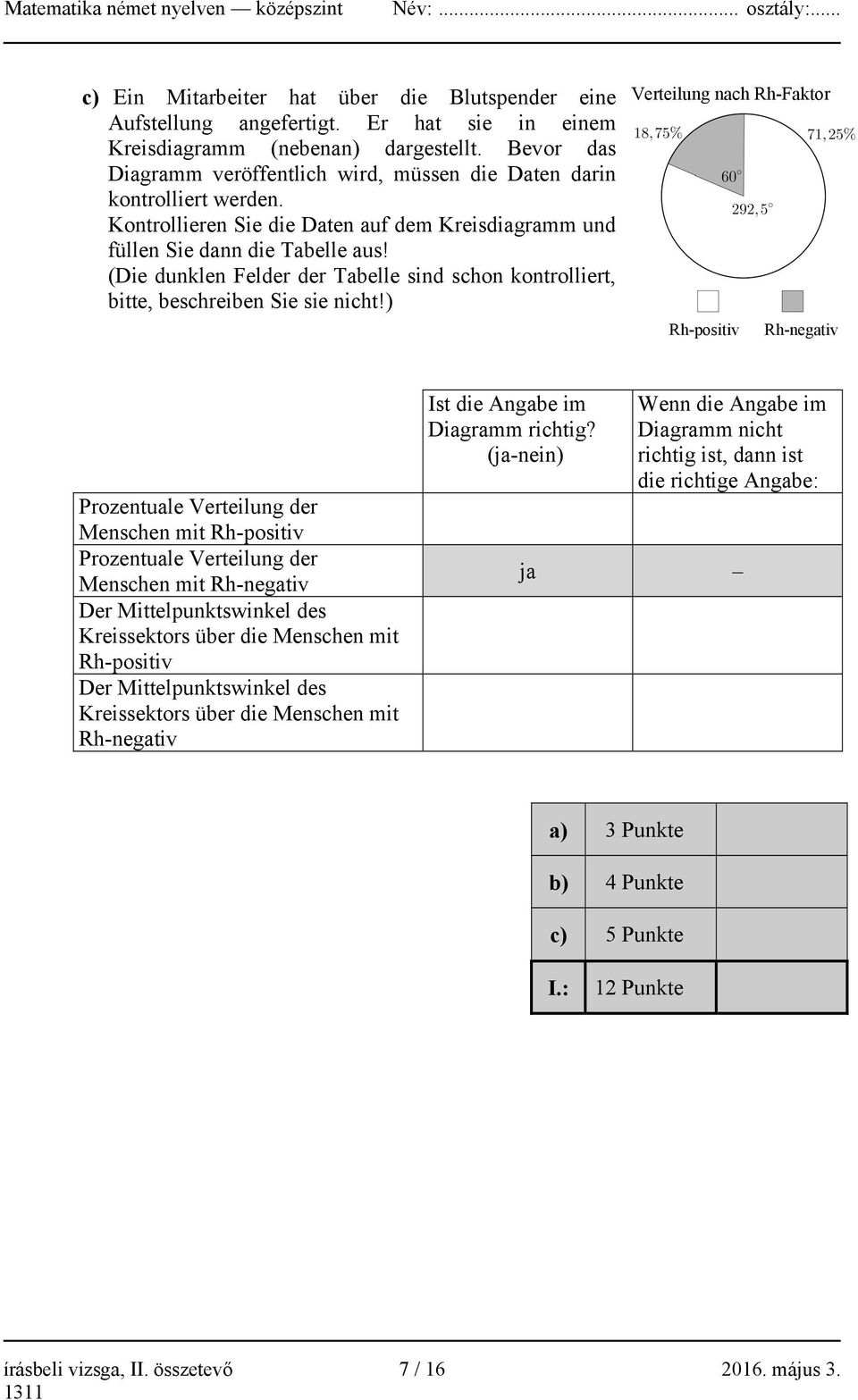 (Die dunklen Felder der Tabelle sind schon kontrolliert, bitte, beschreiben Sie sie nicht!