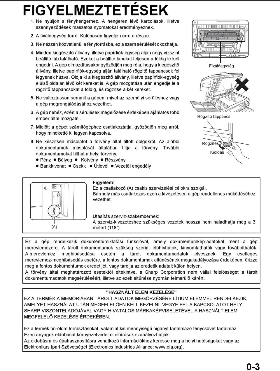 Ezeket a beállító lábakat teljesen a földig le kell engedni.
