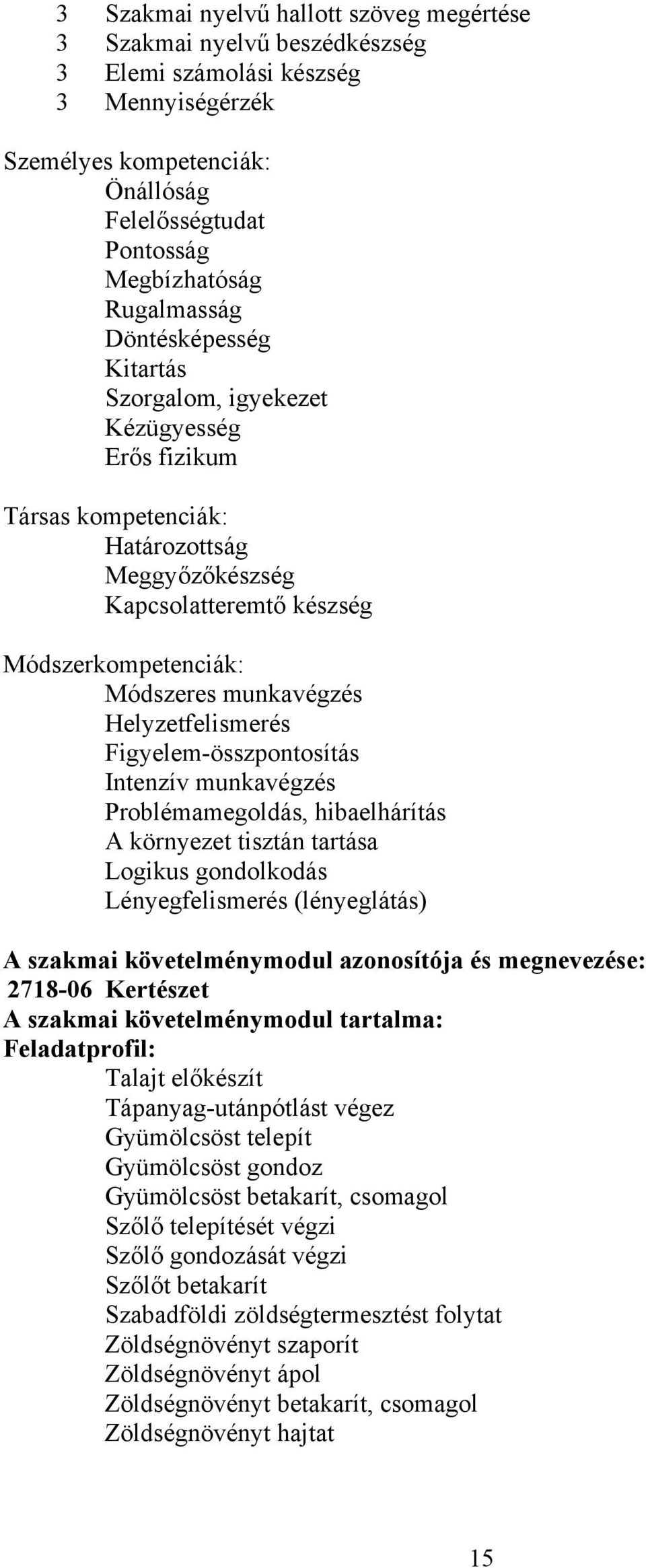 munkavégzés Helyzetfelismerés Figyelem-összpontosítás Intenzív munkavégzés Problémamegoldás, hibaelhárítás A környezet tisztán tartása Logikus gondolkodás Lényegfelismerés (lényeglátás) A szakmai