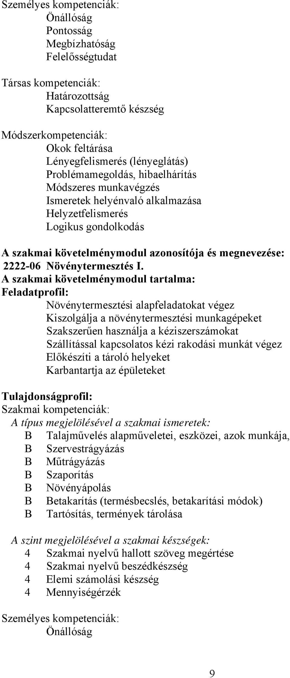 2222-06 Növénytermesztés I.