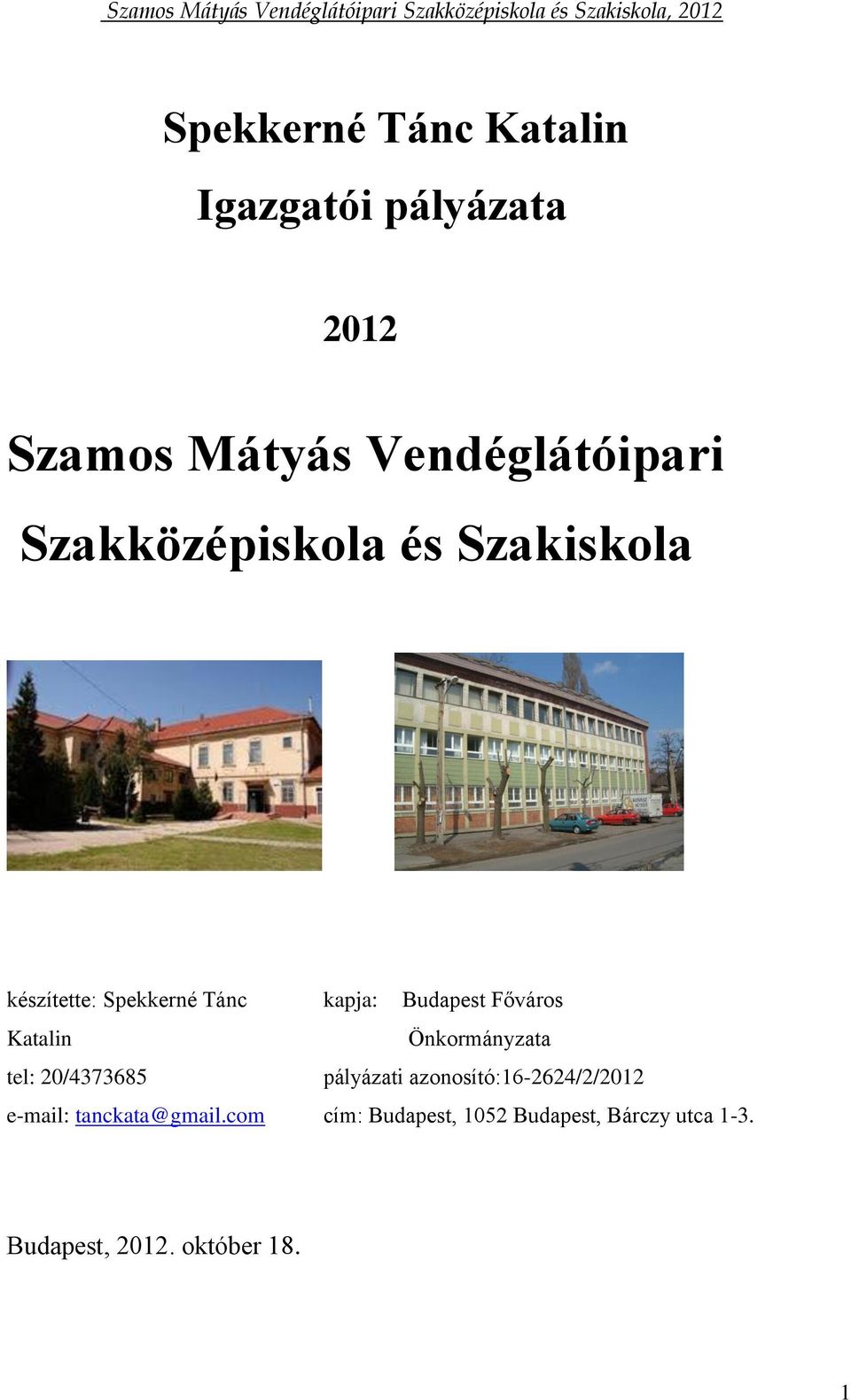 Főváros Önkormányzata tel: 20/4373685 pályázati azonosító:16-2624/2/2012 e-mail: