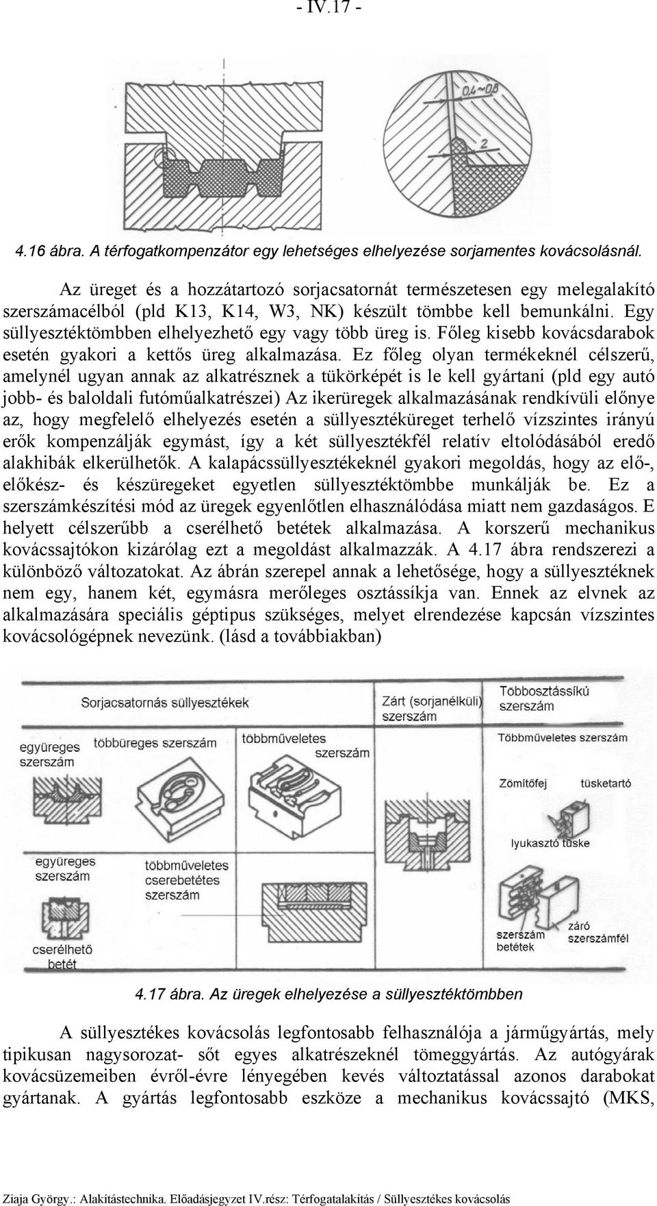 Főleg kiebb kovácdarabok eetén gyakori a kettő üreg alkalmazáa.