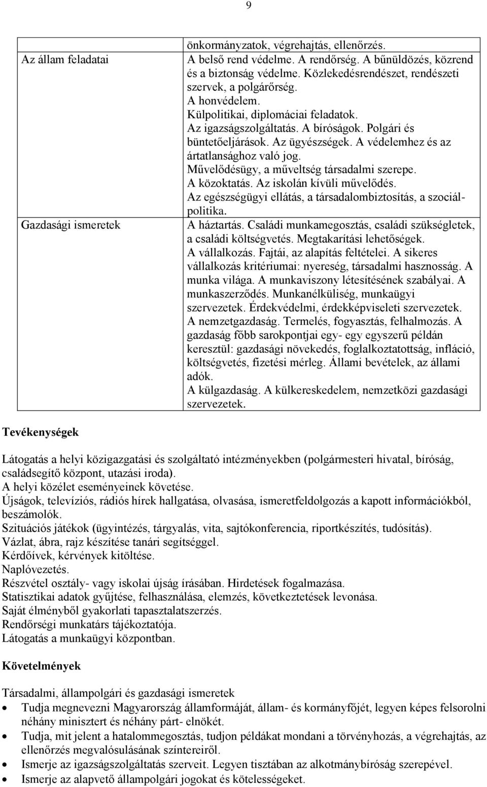 A védelemhez és az ártatlansághoz való jog. Művelődésügy, a műveltség társadalmi szerepe. A közoktatás. Az iskolán kívüli művelődés. Az egészségügyi ellátás, a társadalombiztosítás, a szociálpolitika.