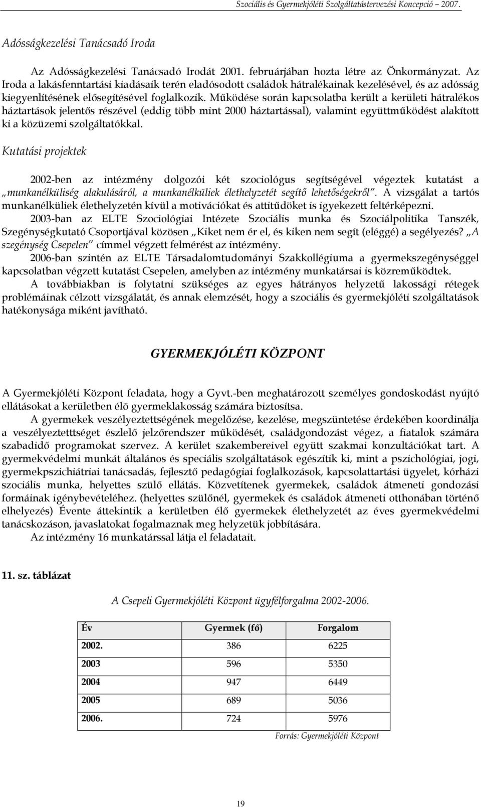 Mőködése során kapcsolatba került a kerületi hátralékos háztartások jelentıs részével (eddig több mint 2000 háztartással), valamint együttmőködést alakított ki a közüzemi szolgáltatókkal.