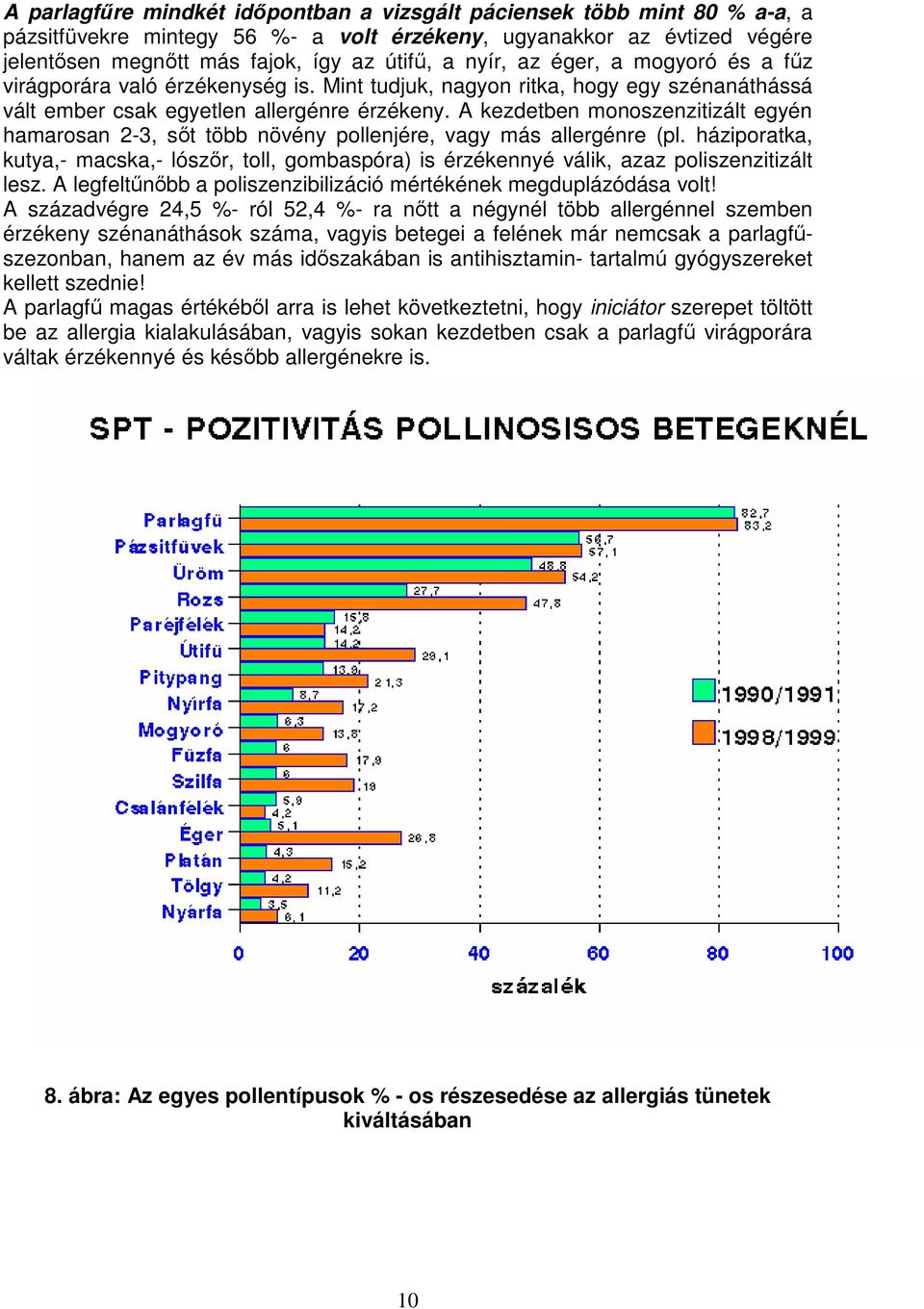 A kezdetben monoszenzitizált egyén hamarosan 2-3, sőt több növény pollenjére, vagy más allergénre (pl.