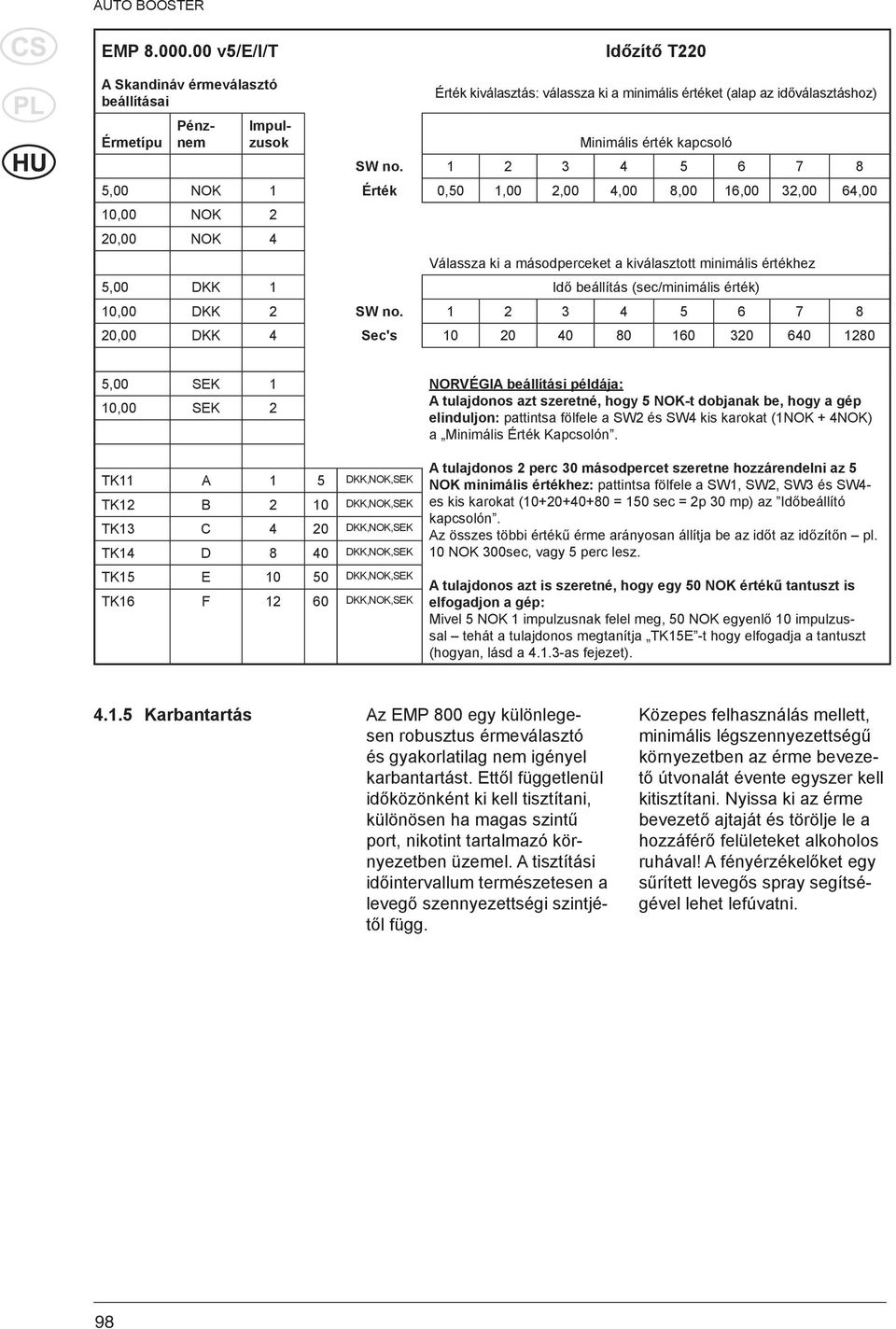 1 2 3 4 5 6 7 8 5,00 NOK 1 Érték 0,50 1,00 2,00 4,00 8,00 16,00 32,00 64,00 10,00 NOK 2 20,00 NOK 4 Válassza ki a másodperceket a kiválasztott minimális értékhez 5,00 DKK 1 Idő beállítás