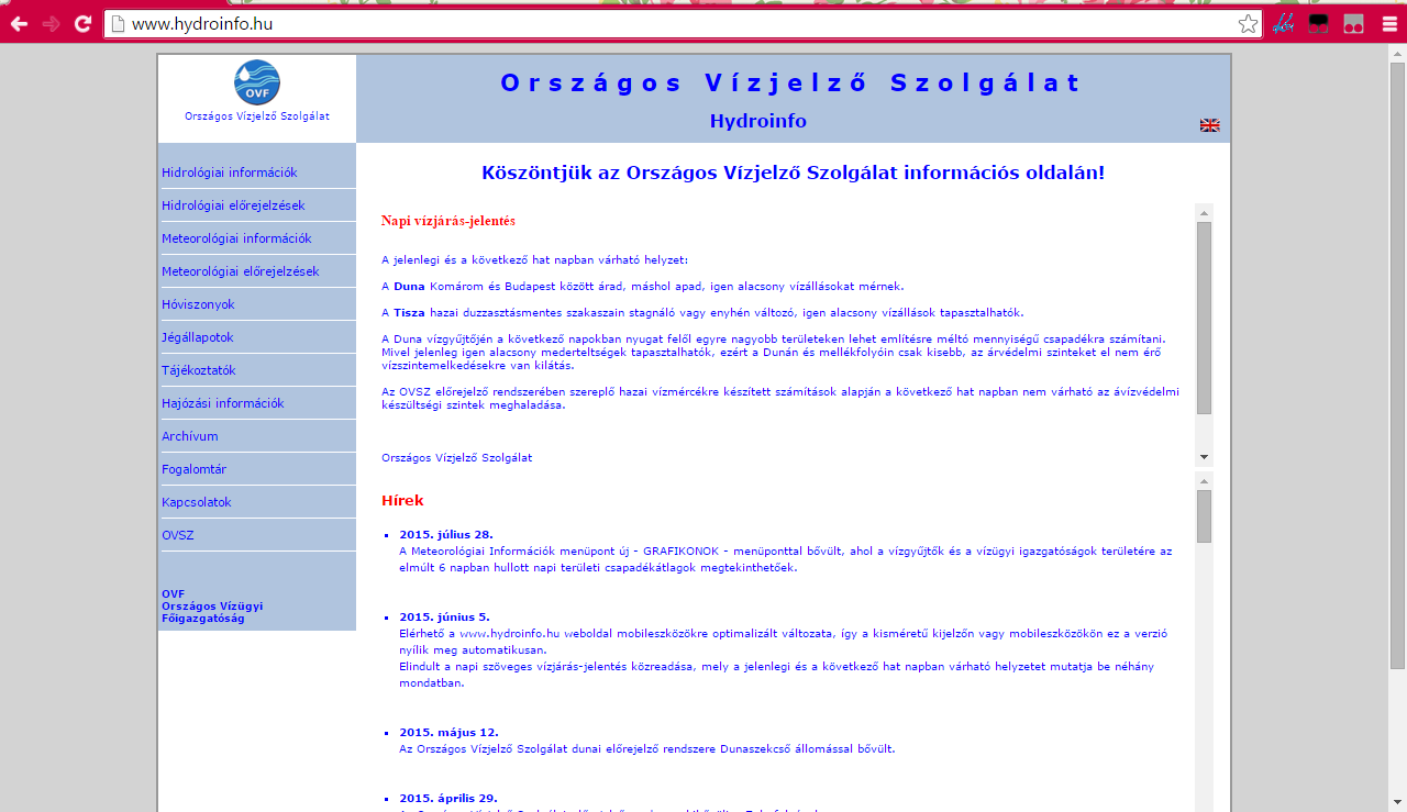 az állandó keveredés miatt a folyó keresztszelvényének minden pontján közel azonos. Ennek köszönhető az is, hogy a vízhőmérséklet napi ingása csak ritkán haladja meg az 1 o C-t.