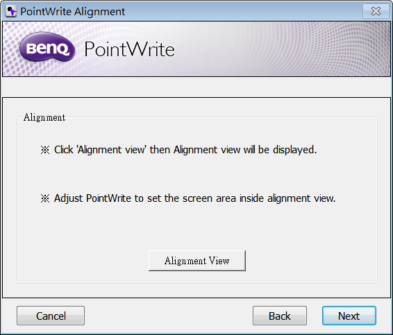 Igazításhoz útmutató Igazítás nézet A PointWrite igazítás (Alignment) funkciójával a PointWrite képernyőhöz viszonyított elhelyezkedése